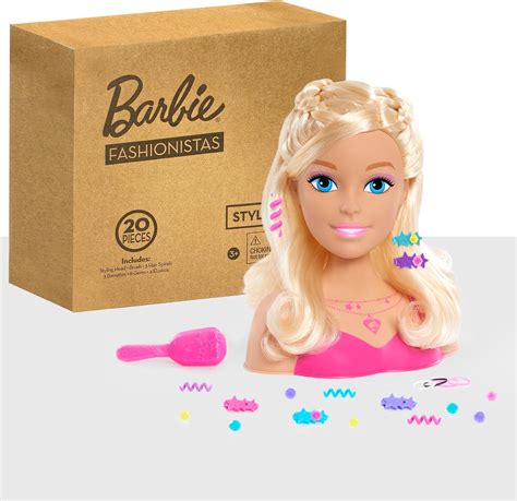 Buy Barbie Fashionistas 8-Inch Styling Head, Blonde, 20 Pieces Include ...