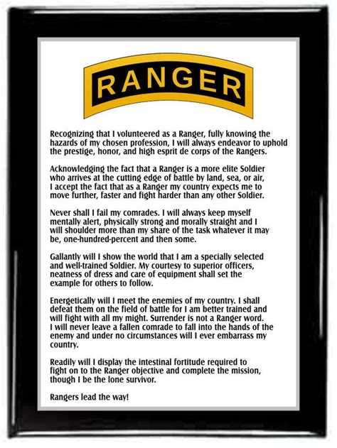 Army Ranger Creed Plaque,army Plaque,military Plaque,retirement Plaque ...