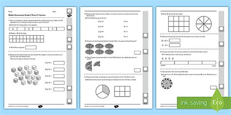 Grade 3 Fractions Term 2 Test