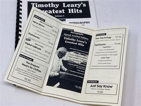 TIMOTHY LEARY'S GREATEST HITS, VOLUME I : MONOGRAPHS 1980 - 1990 ...