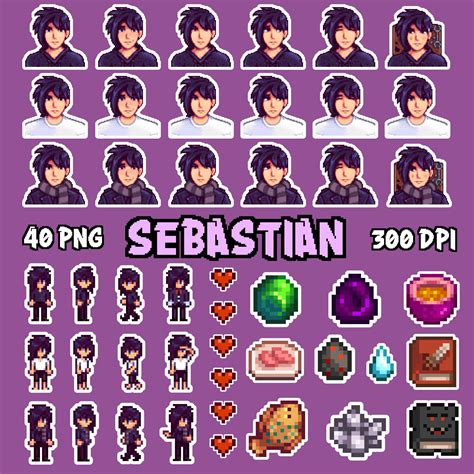Stardew Valley SDV Sebastian Clipart, 40 PNG Bundle, Printable Images ...