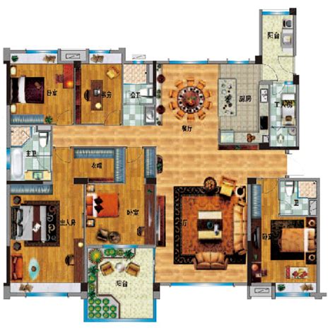 200平大平层户型图,单层200平米房屋设计图,五室豪华户型图_大山谷图库