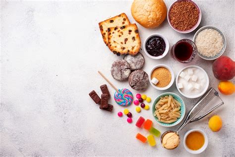 Assortment of simple carbohydrates food | Premium Photo