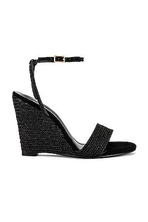 Jeffrey Campbell Leonite Sandal in Black Satin Gold | REVOLVE