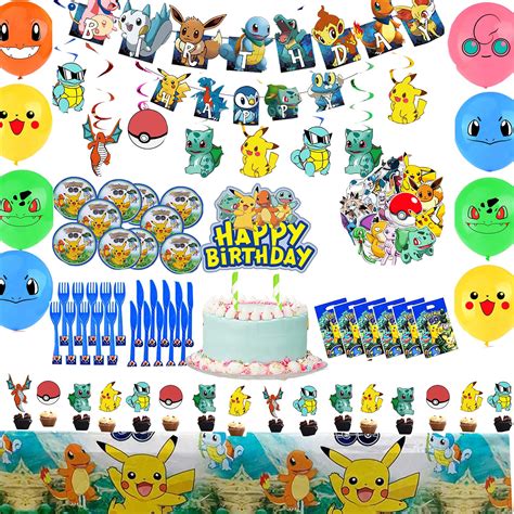 Buy 148Pcs Pikachu Birthday Party Supplies Pikachu Theme School Party ...