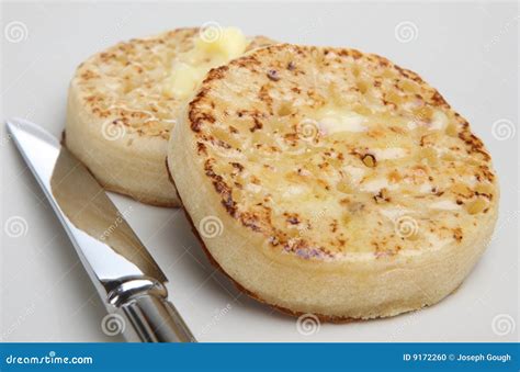 Toasted Crumpets stock photo. Image of closeup, baked - 9172260