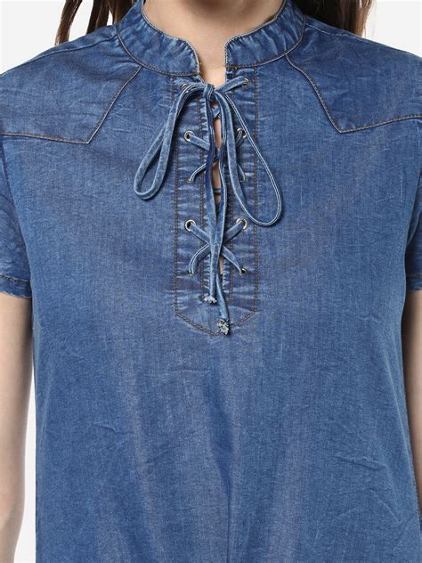 Women's Denim Lace Up Dress – Stylestone
