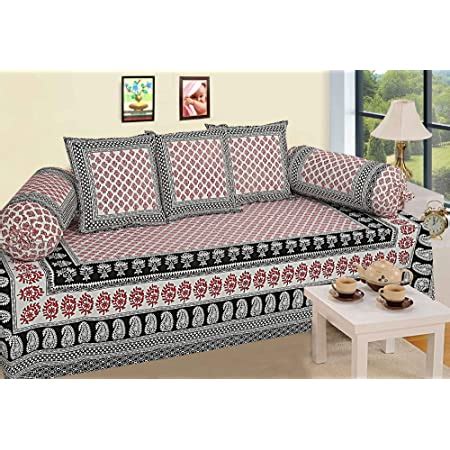 Texstylers Cotton Jaipuri Print Traditional Set of 6 Pieces Diwan Set ...