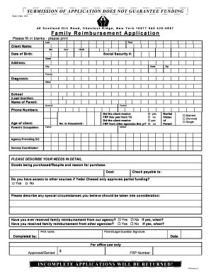 Fillable Online yedeichesed Family Reimbursement Application ...