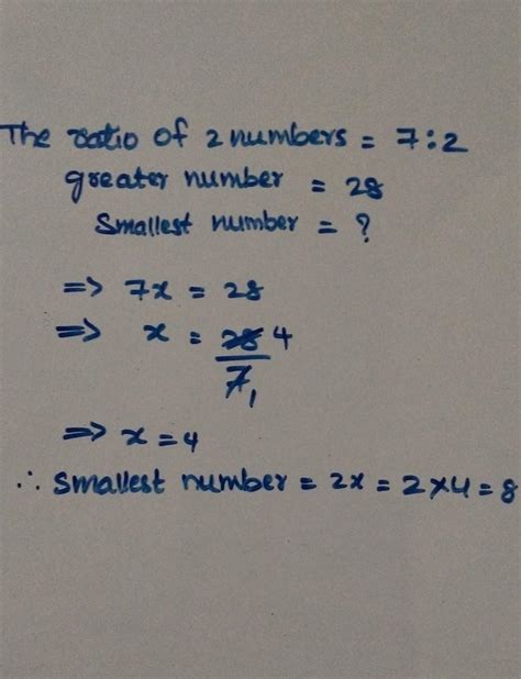 the ratio of numbers is 7:2 if the greater number is 28 find the ...