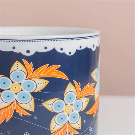 Bloom Fiesta Botanical Planter Blue With Wooden Coaster