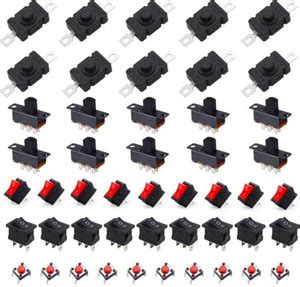 22 TECH Switchs rocker Push Slide 10pcs each for electronic and science ...