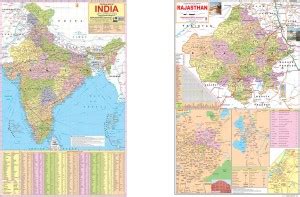 Combo of India and Rajasthan Political maps 20x30 (set of 2 folded ...