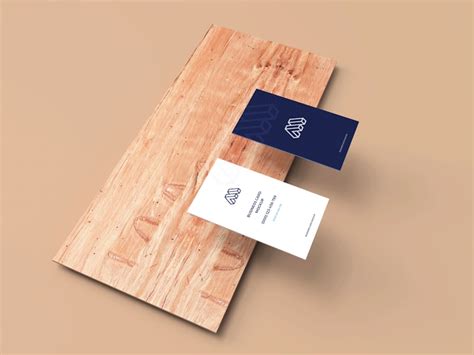 Business Cards Mockup Above Plank - graphberry.com