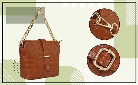 ESBEDA Tan Color Croco Emboss Mini Sling Bag For Women : Amazon.in: Fashion