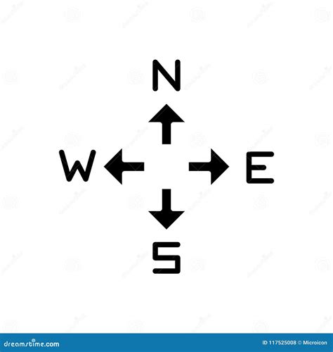 Compass Directions Black Icon Concept. Compass Directions Flat Vector ...