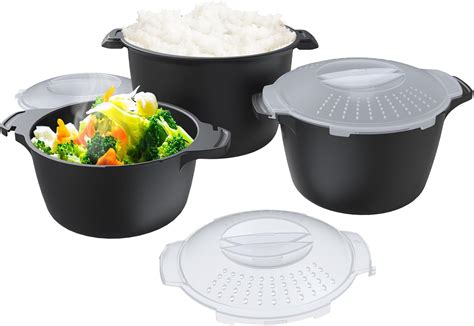 Amazon.com: Professional 3 Piece Set Micro Cookware, Microwave Veggie ...