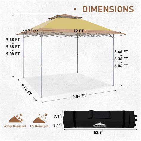 EAGLE PEAK 12x12 Pop up Canopy Tent, Easy Set up Folding Shelter with ...
