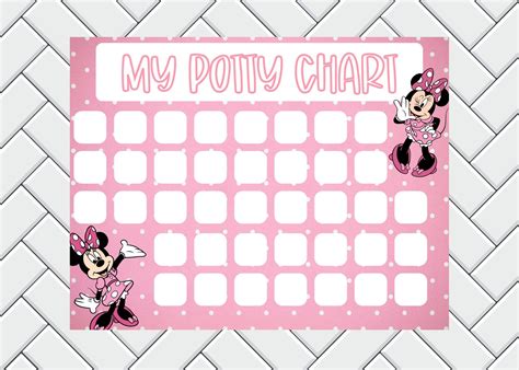 Potty Training Chart - Sticker Chart - Kids Reward Chart - Minnie Mouse ...