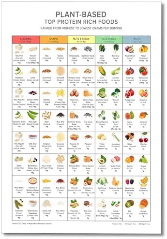 Osdfem Rich Plant-based Protein Chart Wall Art, Top Protein Foods ...