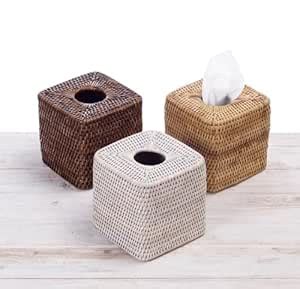 Square Tissue Box Cover Tissue Basket Tissue Box Primitive Style Basket ...