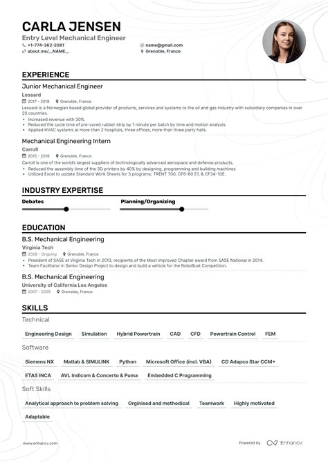 5 Entry Level Mechanical Engineer Resume Examples & Guide for 2023