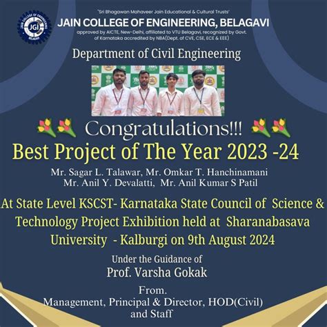 Best Project of The Year Award 2023-24 , KSCST held at Sharanabasava ...
