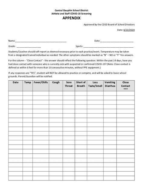 Fillable Online APPENDIX - Central Dauphin School District Fax Email ...