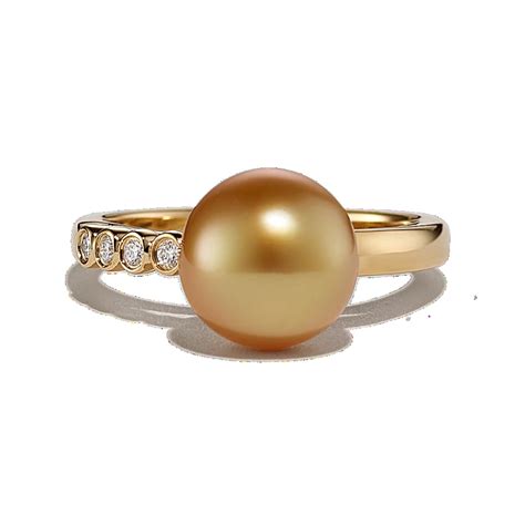 Paradiso 9mm Cultured South Sea Pearl Ring and Diamond Ring | Shane Co.
