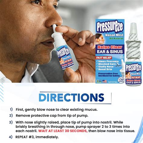 Pressureze All Natural Sterile Nasal Spray - Fast Relief for Sinus ...