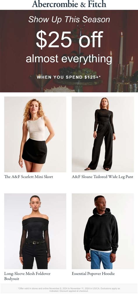 $25 off $125 today at Abrcrombie & Fitch #abrcrombiefitch - The Coupons ...
