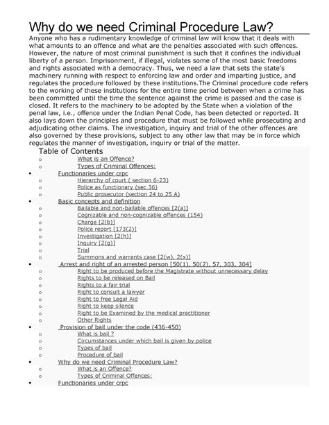 Cr PC Notes - Why do we need Criminal Procedure Law? Anyone who has a ...