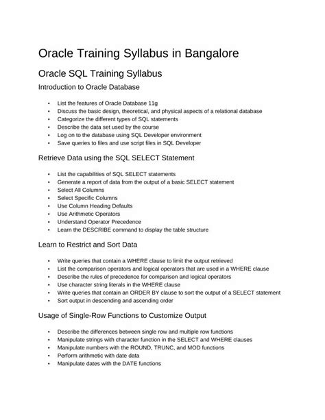 Image result for Oracle Developer Course Syllabus
