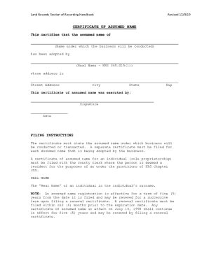 Fillable Online Certificate of Assumed Name Fax Email Print - pdfFiller