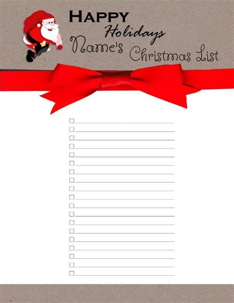 Free Christmas List Template | Customize Online & Print at Home