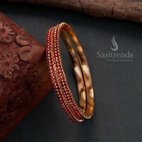 Temple Wear Micro Gold Plated Bangles with AD Stones - Enhance Your ...