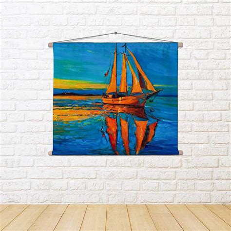 ArtzFolio Artwork of Sailing Ship & Sea Velvet Fabric Painting Tapestry ...