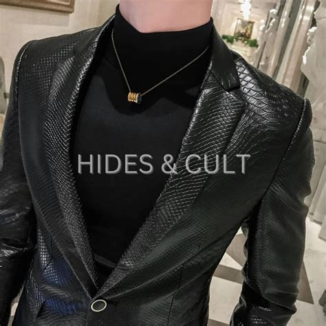 Mens Black Python Embossed Korean Blazer – Hides and Cult