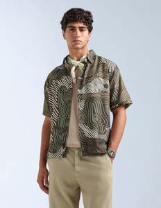 FLYING MACHINE Men Printed Casual Brown Shirt - Buy FLYING MACHINE Men ...