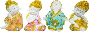 GW Creations 4 Buddha Monk Statue with Tealight and Stones for ...