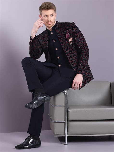 Velvet Open Pattern Jodhpuri Suit – Essas Club