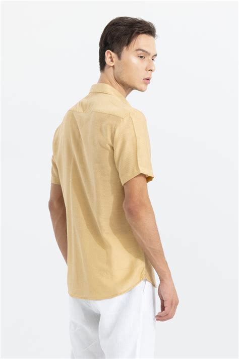 Buy Men's Textured Line Beige Shirt Online | SNITCH