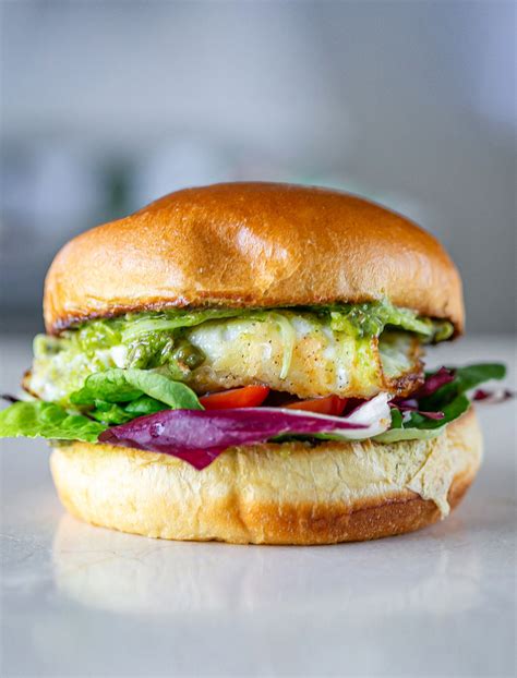 Parmesan Fried Egg Pesto Burger - Flaevor Basil Pesto and Caper Mayo