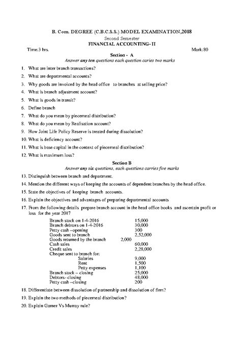 B Com Financial Accounting - B. Com. DEGREE (C.B.C.S.) MODEL ...
