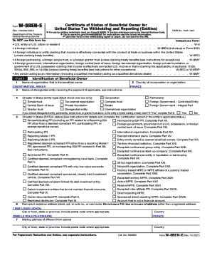 Fillable Online About Form W-8 BEN-E, Certificate of Status of ...