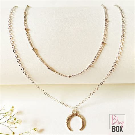 Crescent moon layered Necklace – Bling Box