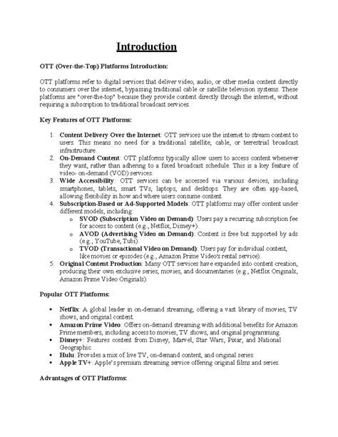 Synopsis - helpful - Introduction OTT (Over-the-Top) Platforms ...