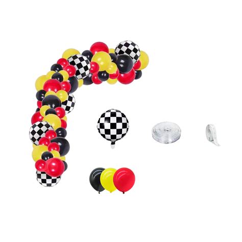 Racing Car Balloons Arch Set Race Car Birthday Checker Flag ...
