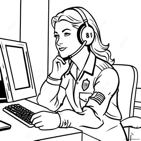 911 Dispatcher Coloring Page (59863-47372)