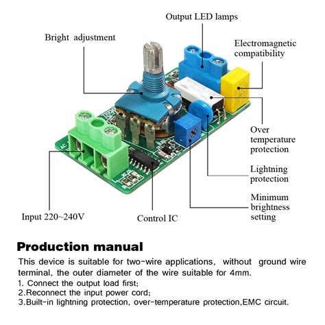Tremelec Black LED Cord Dimmer with 220-240V 3-100W Trailing India | Ubuy